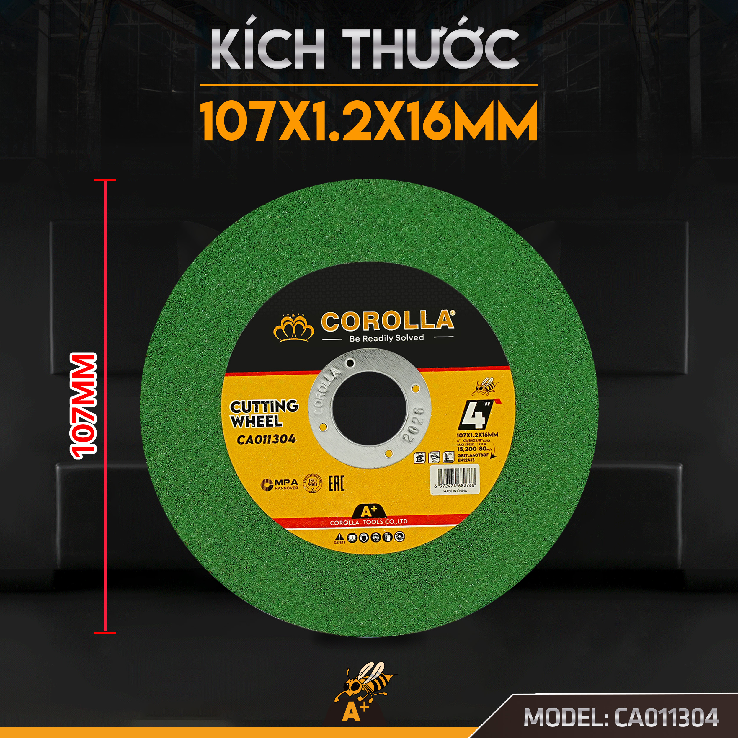 CA011304 - ĐÁ CẮT KIM LOẠI CẮT INOX COROLLA 1071.2MM (HAI MÀU) 2