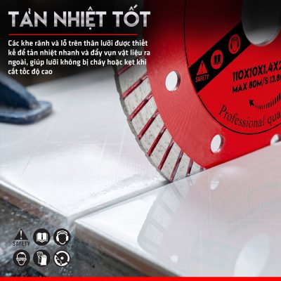 Lưỡi cắt gạch là phụ kiện chuyên dụng dùng để cắt gạch men, gạch granite, đá ốp lát, bê tông