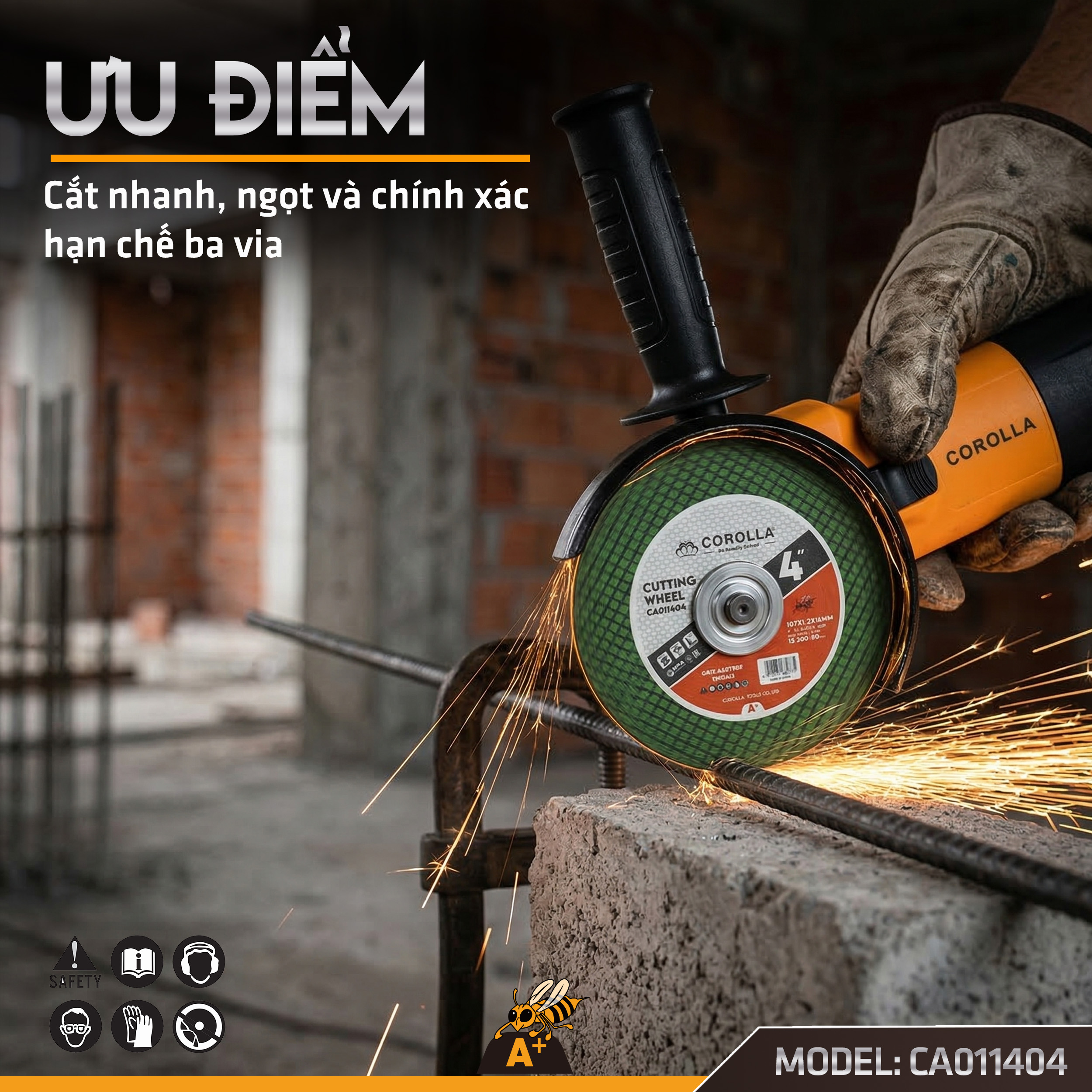 CA011404 - ĐÁ CẮT KIM LOẠI CẮT INOX COROLLA ISO 1071.2MM ( XANH) 4