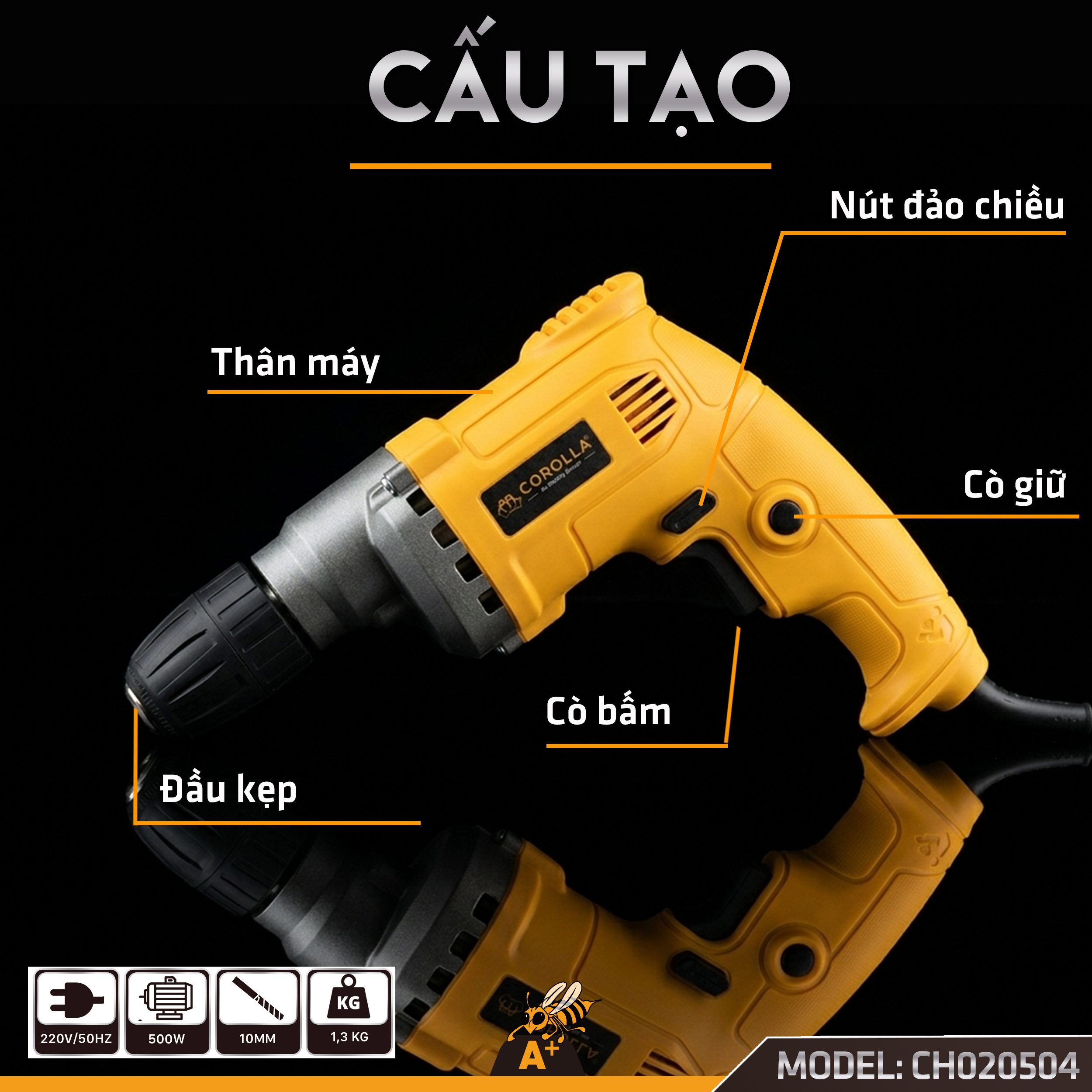 CH020504 - MÁY MÀI GÓC 100MM CÔNG TẮC đUÔI 7