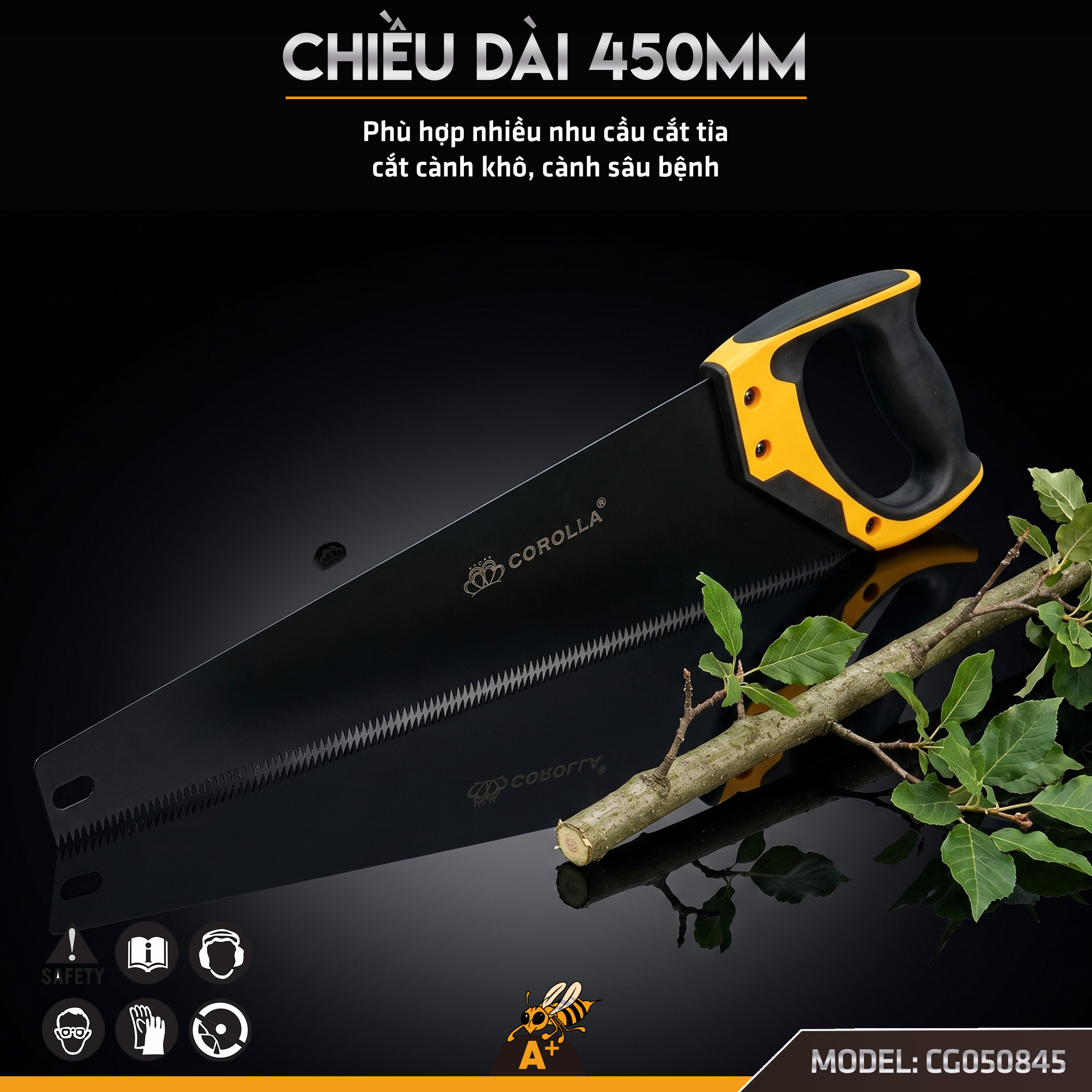 CG050845 - CƯA CẦM TAY BẢN TO 450MM-THÉP ĐEN