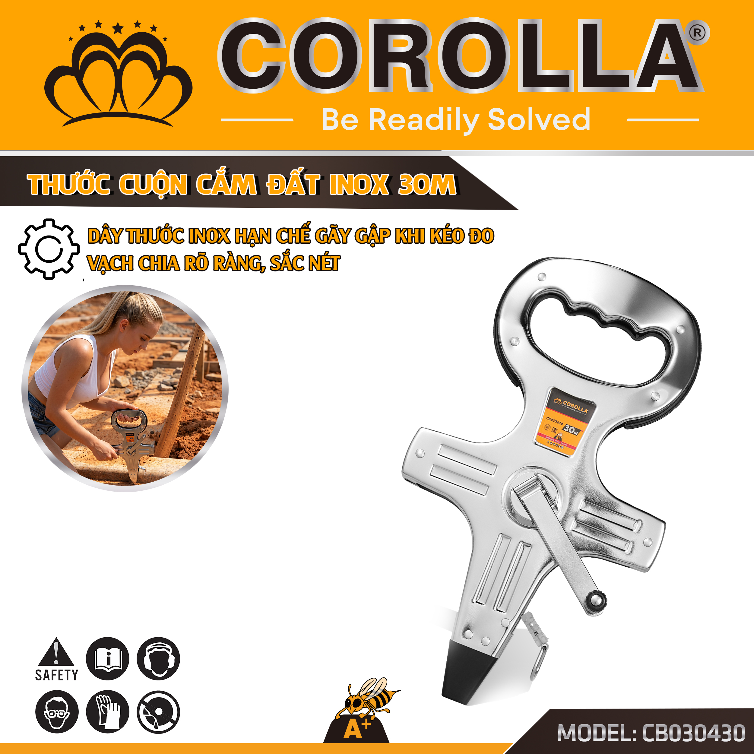 CB030430 THƯỚC CẮM ĐẤT INOX 30 MÉT 1