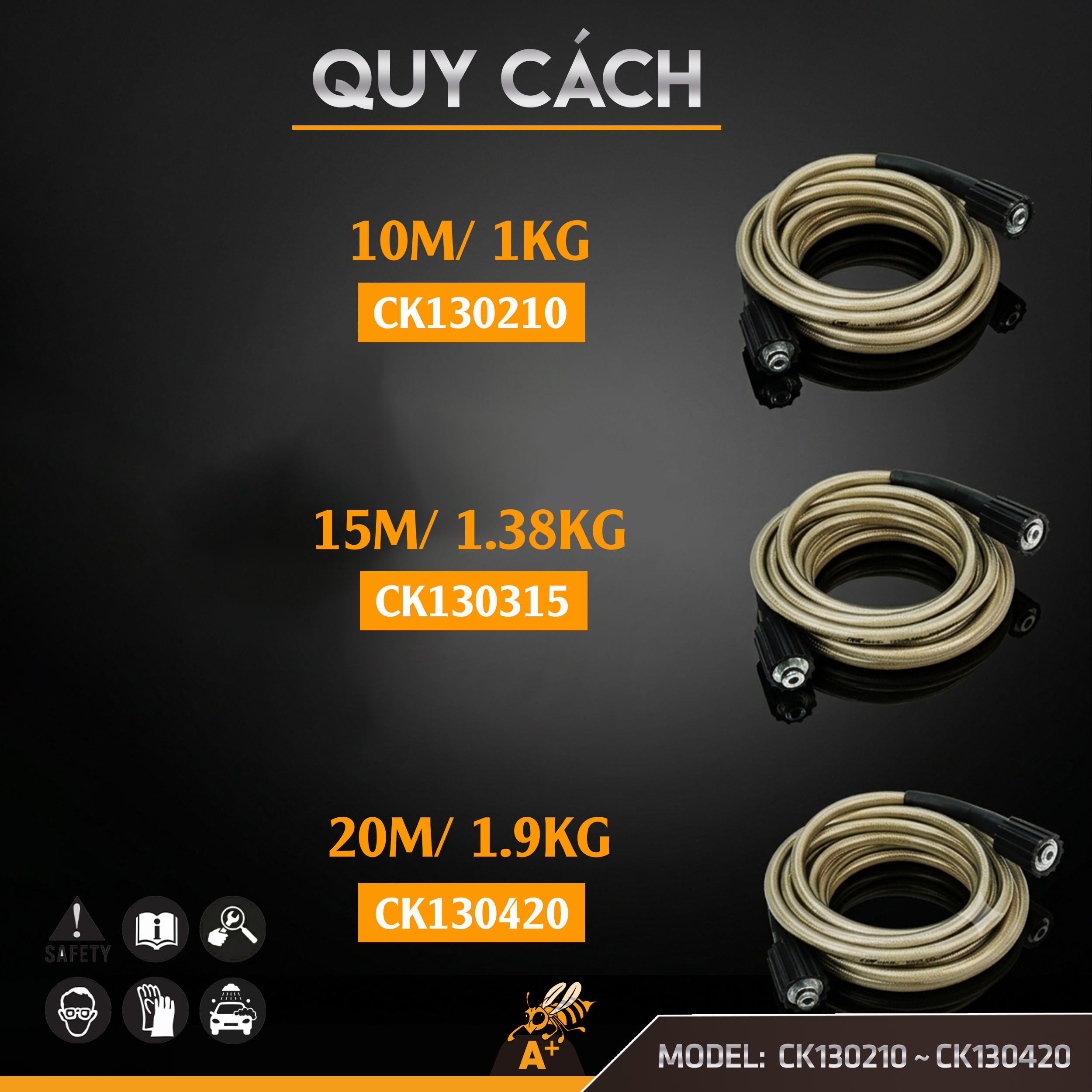 CK130210 - CK130420 DÂY RỬA XE 10M-15M-20M 2