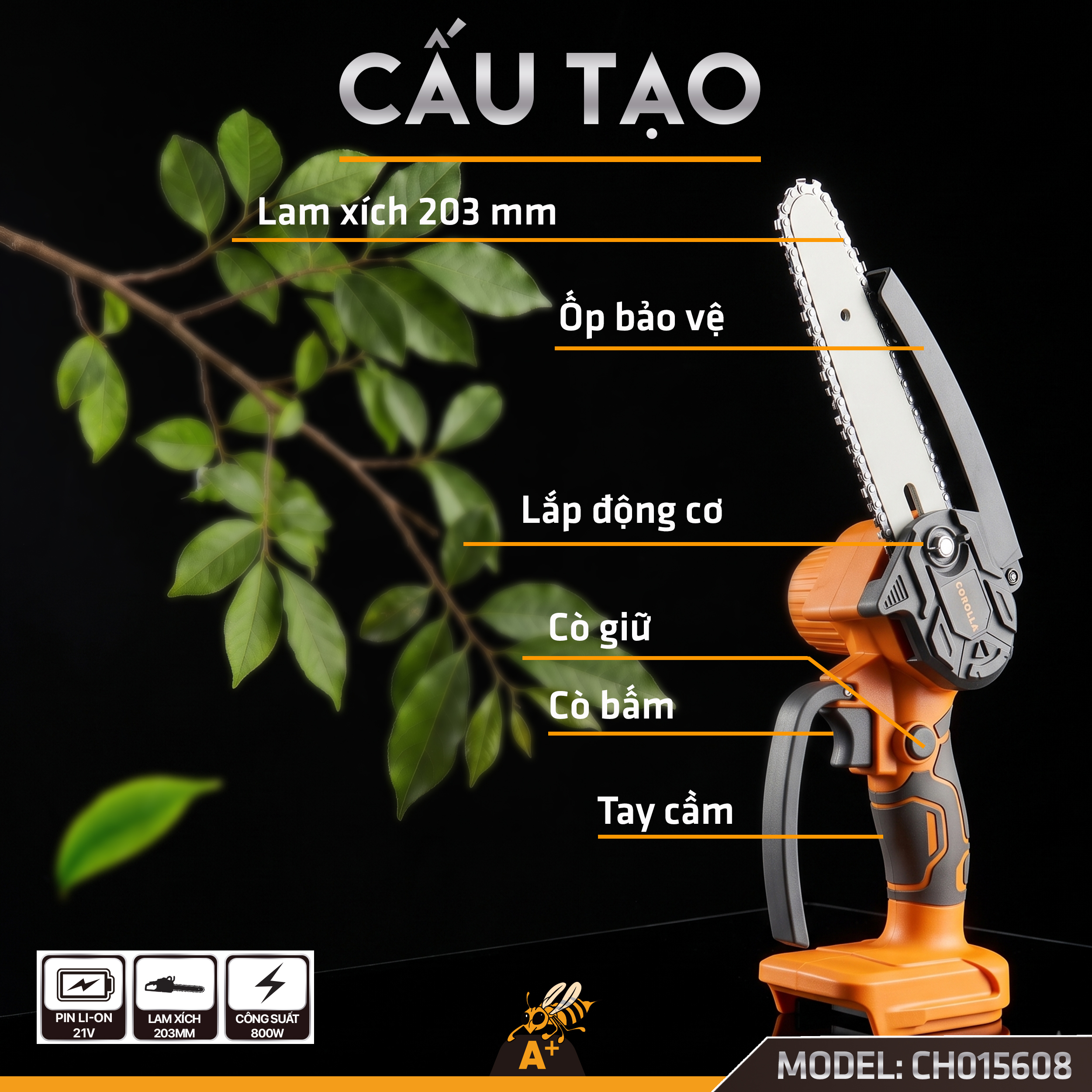CH015608 - THÂN MÁY CƯA XÍCH CẦM TAY 8 INCH 2
